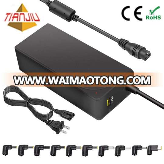 45W 12V/15V/16V/18.5/19V/20V universal ac dc adapter laptop charger with QC3.0 USB port